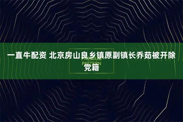 一直牛配资 北京房山良乡镇原副镇长乔茹被开除党籍