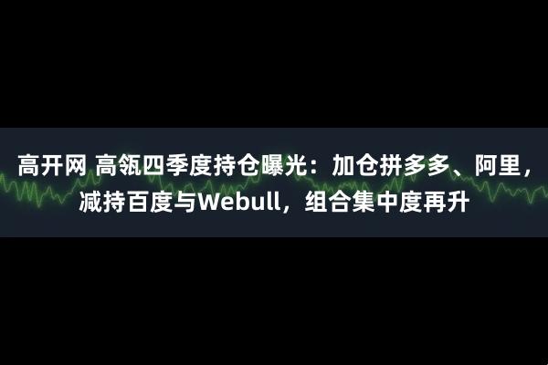 高开网 高瓴四季度持仓曝光：加仓拼多多、阿里，减持百度与Webull，组合集中度再升
